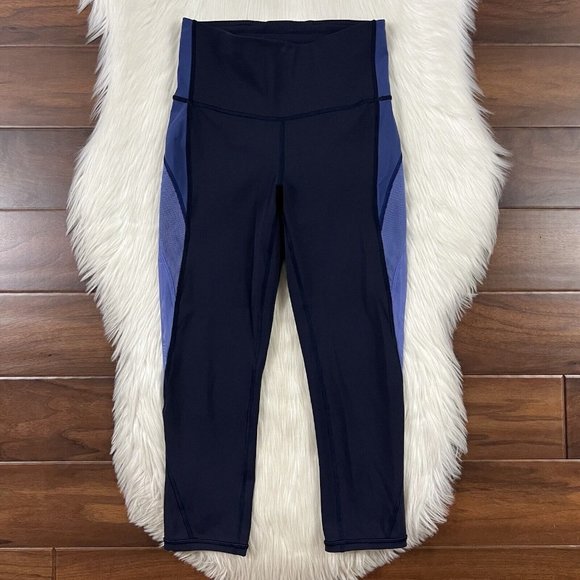 Lululemon Women's Size 6 Midnight Navy Gatsby Blue Colour Me Ombre Crop Leggings - Picture 1 of 8
